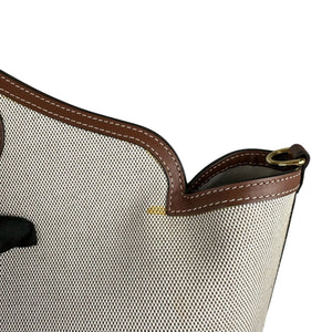 Soft Pocket Tote Medium Canvas Leather Brown Beige GHW