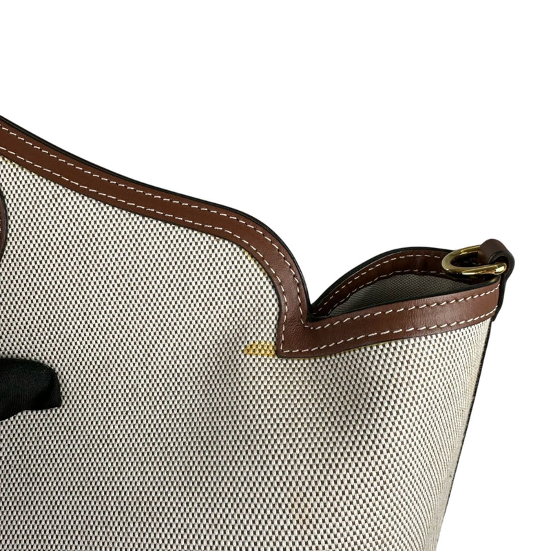 Soft Pocket Tote Medium Canvas Leather Brown Beige GHW