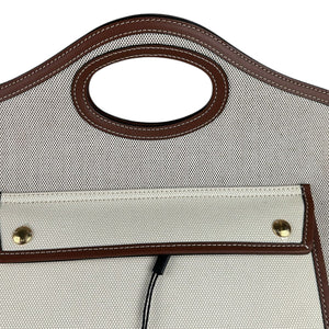 Soft Pocket Tote Medium Canvas Leather Brown Beige GHW