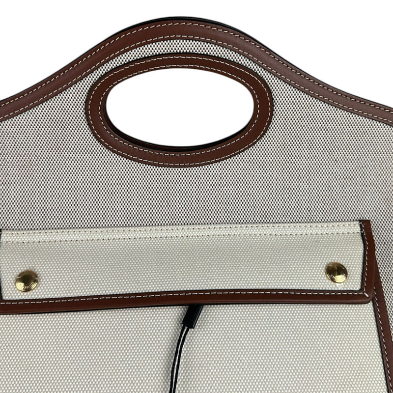 Soft Pocket Tote Medium Canvas Leather Brown Beige GHW