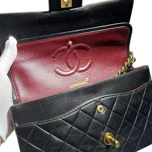 Vintage Classic Double Flap Medium Lambskin Quilted Black GHW