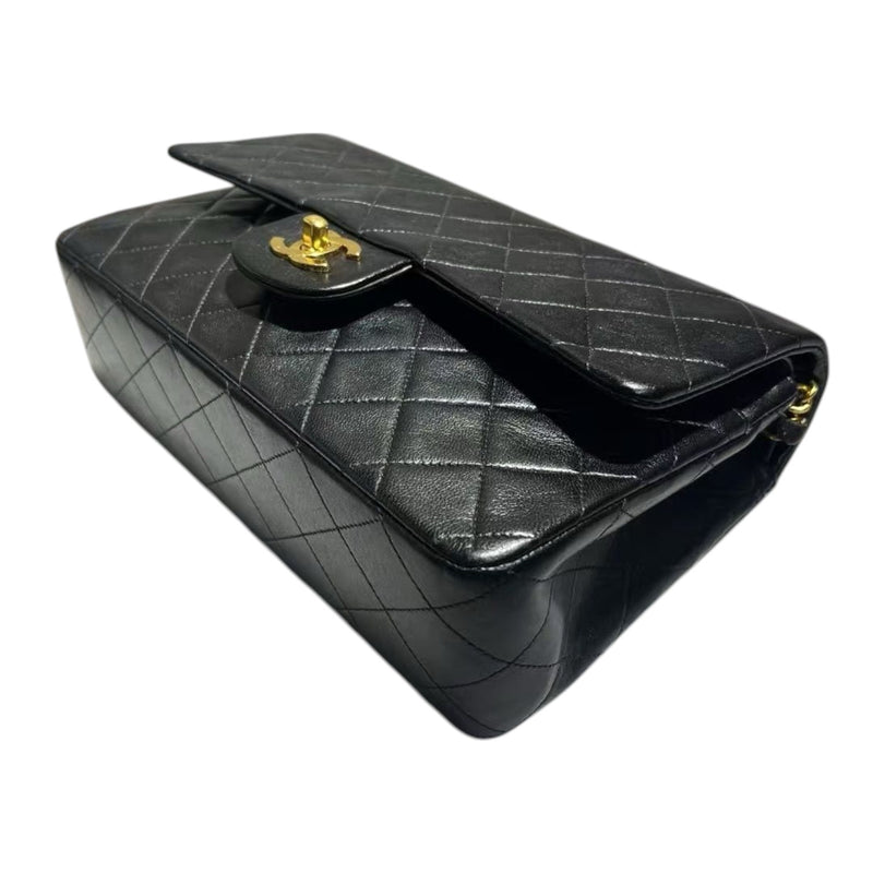 Vintage Classic Double Flap Medium Lambskin Quilted Black GHW