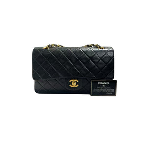 Vintage Classic Double Flap Medium Lambskin Quilted Black GHW