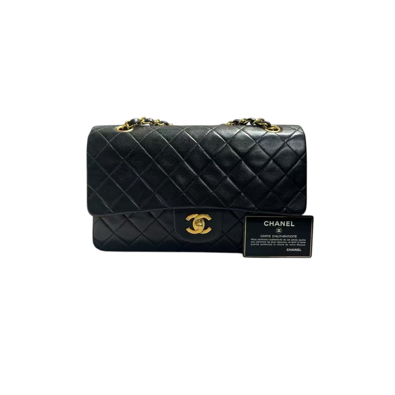 Vintage Classic Double Flap Medium Lambskin Quilted Black GHW