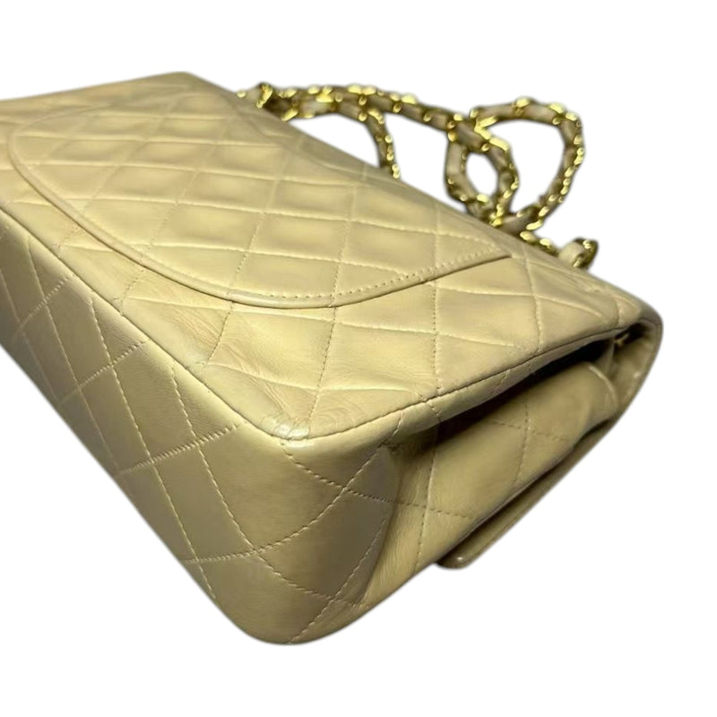 Vintage Classic Double Flap Small Lambskin Beige GHW
