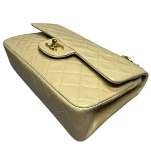 Vintage Classic Double Flap Small Lambskin Beige GHW