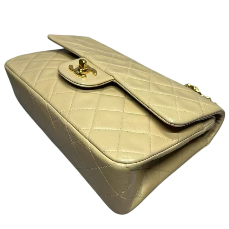 Vintage Classic Double Flap Small Lambskin Beige GHW