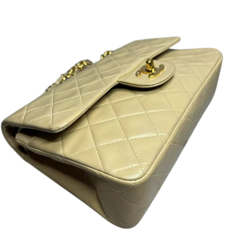 Vintage Classic Double Flap Small Lambskin Beige GHW