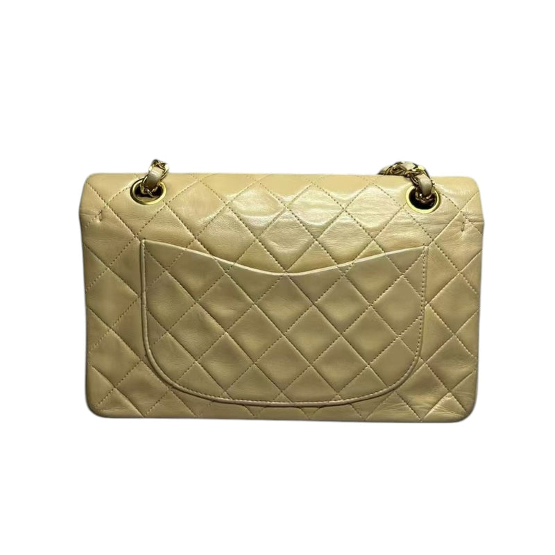 Vintage Classic Double Flap Small Lambskin Beige GHW