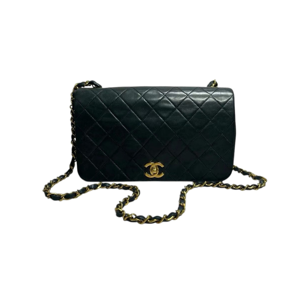 Vintage Full Flap Chain Shoulder Lambskin Black GHW