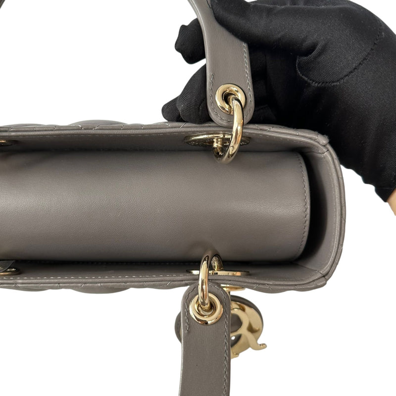 Lady Dior Medium Top Flap Lambskin Cannage Grey GHW