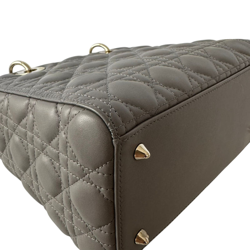 Lady Dior Medium Top Flap Lambskin Cannage Grey GHW