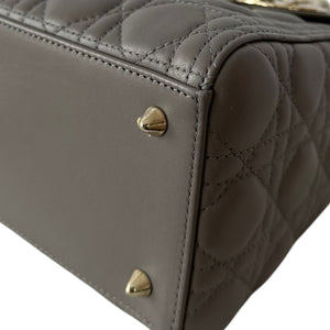 Lady Dior Medium Top Flap Lambskin Cannage Grey GHW