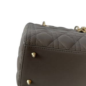 Lady Dior Medium Top Flap Lambskin Cannage Grey GHW