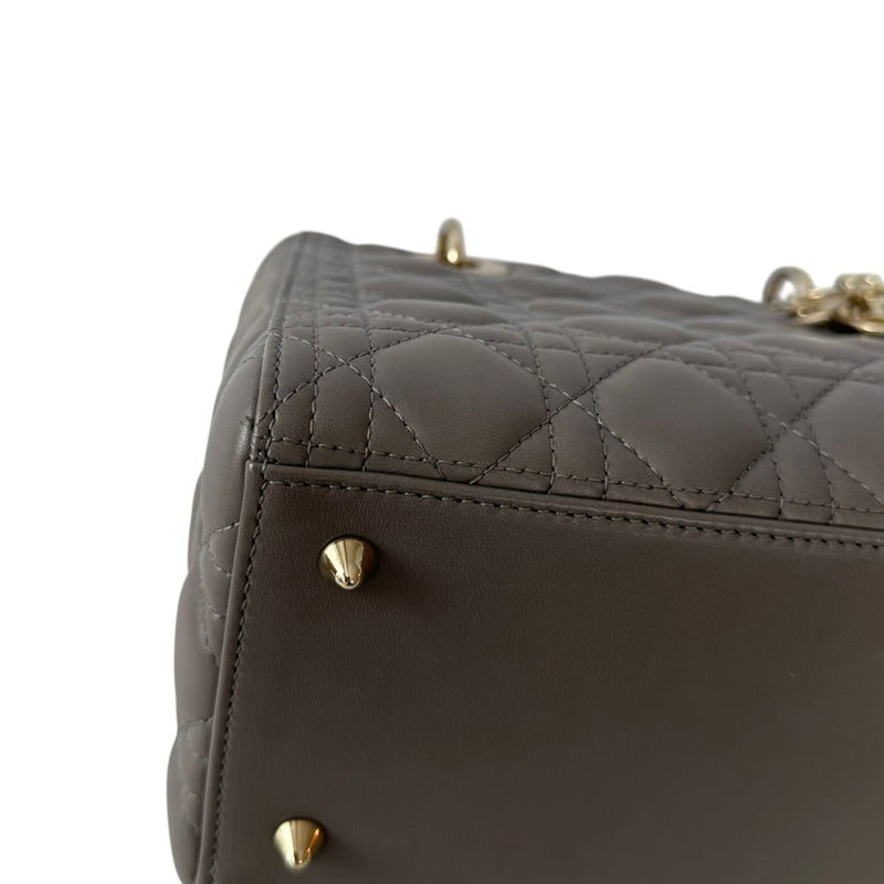 Lady Dior Medium Top Flap Lambskin Cannage Grey GHW