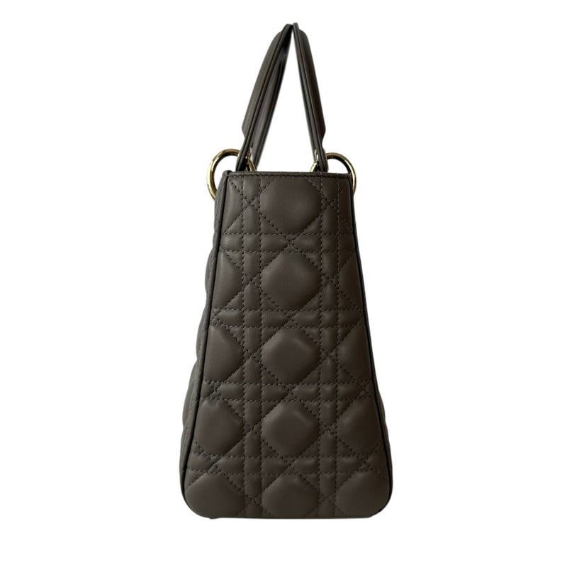 Lady Dior Medium Top Flap Lambskin Cannage Grey GHW