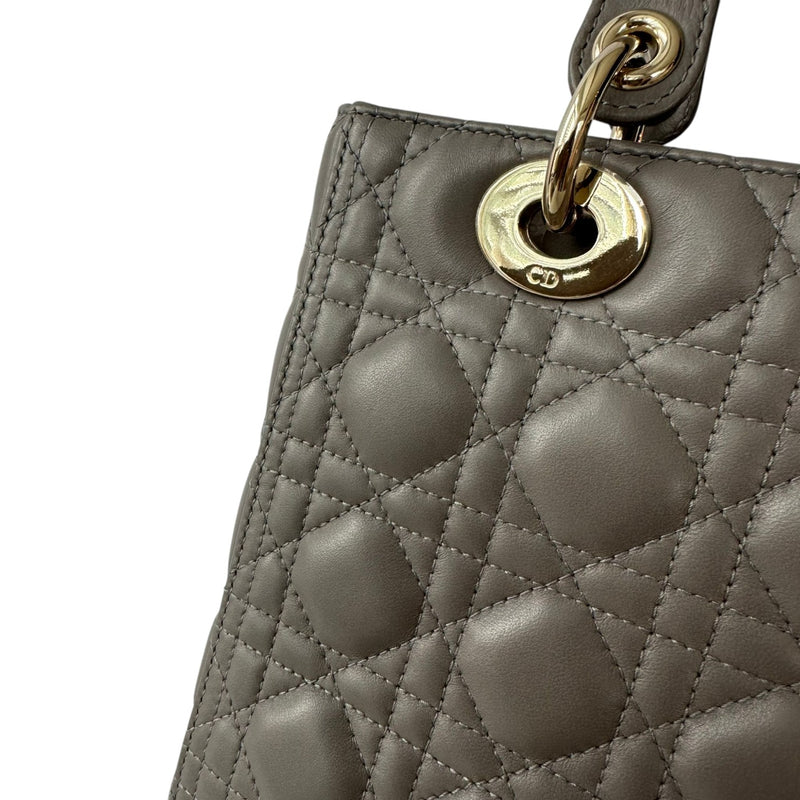 Lady Dior Medium Top Flap Lambskin Cannage Grey GHW