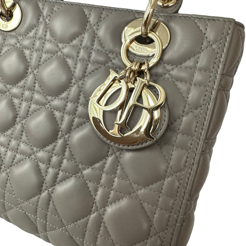 Lady Dior Medium Top Flap Lambskin Cannage Grey GHW