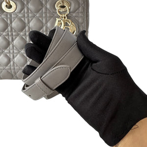 Lady Dior Medium Top Flap Lambskin Cannage Grey GHW