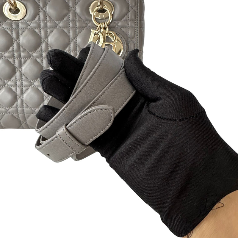 Lady Dior Medium Top Flap Lambskin Cannage Grey GHW