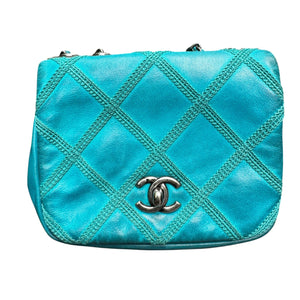 Square Flap Mini Diamond Stitch Leather Green RHW
