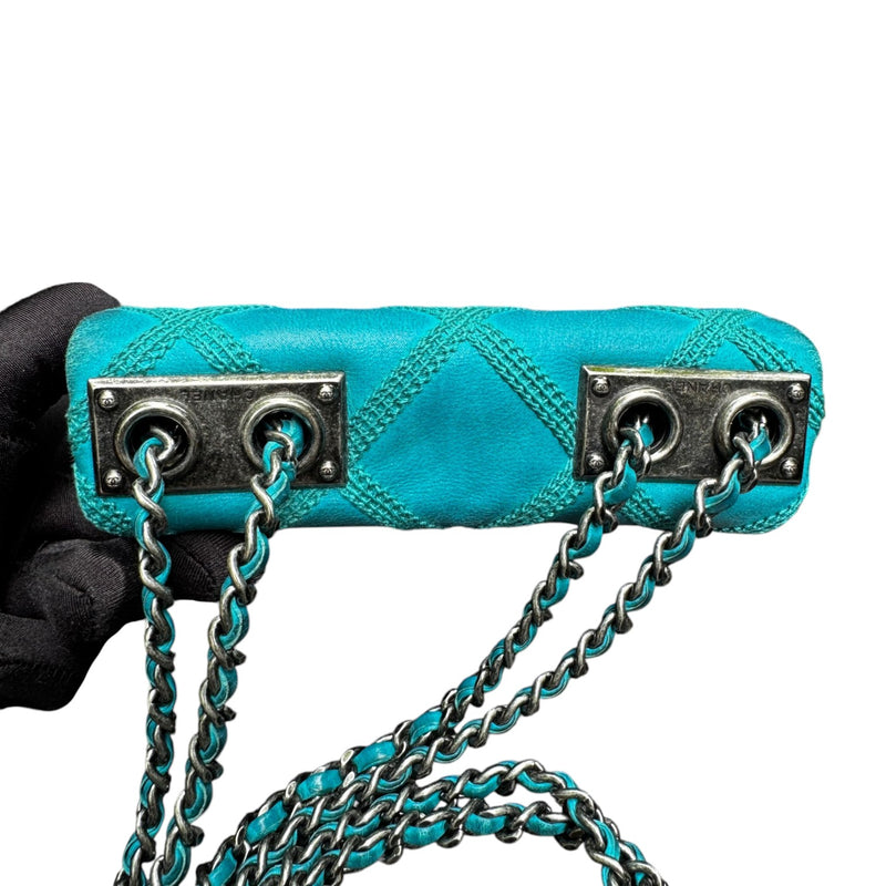 Square Flap Mini Diamond Stitch Leather Green RHW