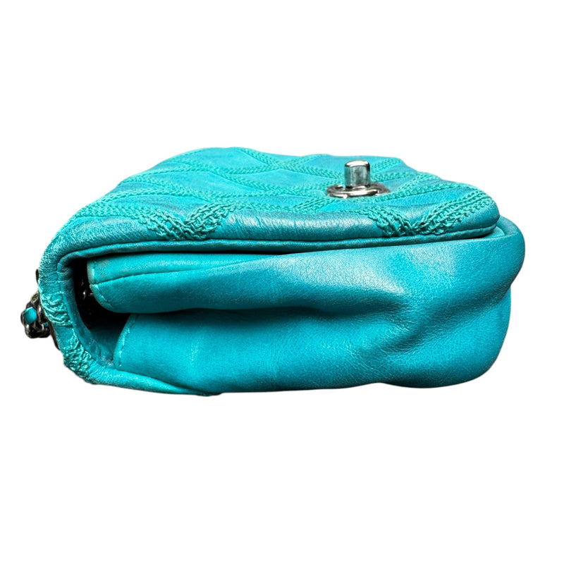 Square Flap Mini Diamond Stitch Leather Green RHW