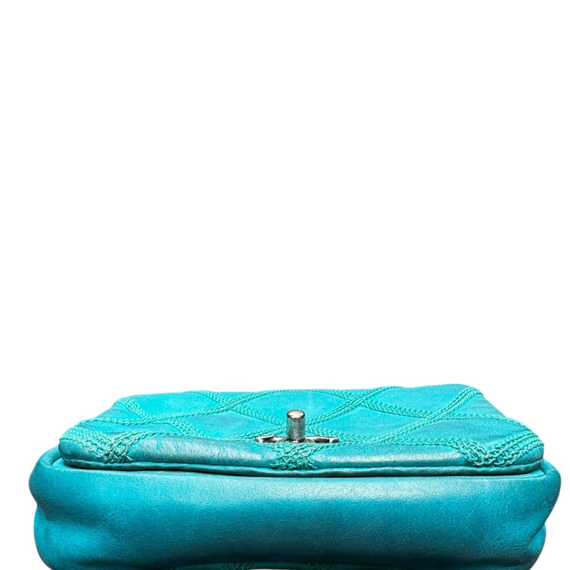 Square Flap Mini Diamond Stitch Leather Green RHW