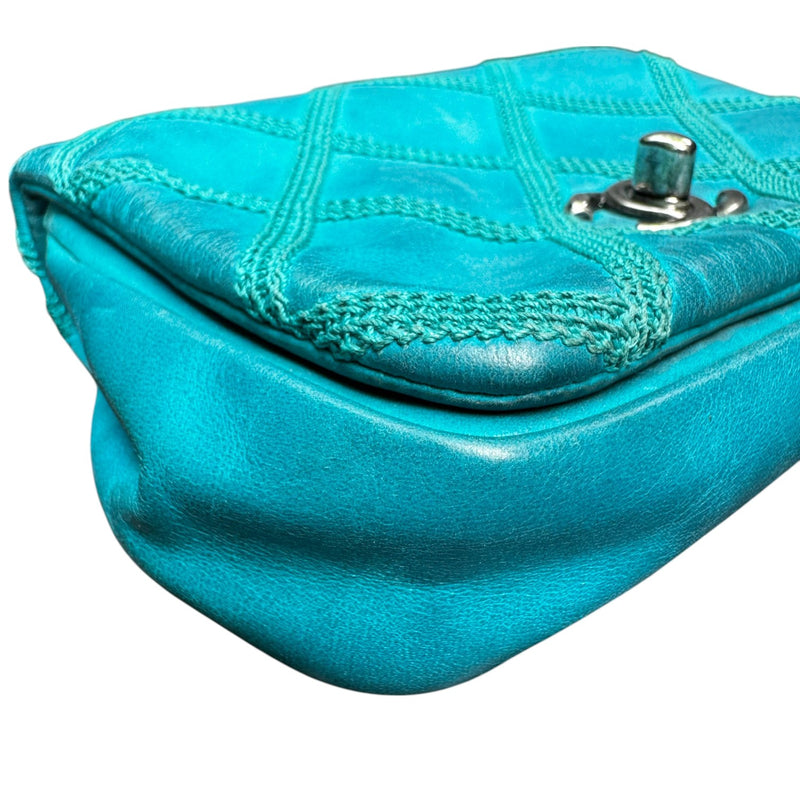 Square Flap Mini Diamond Stitch Leather Green RHW