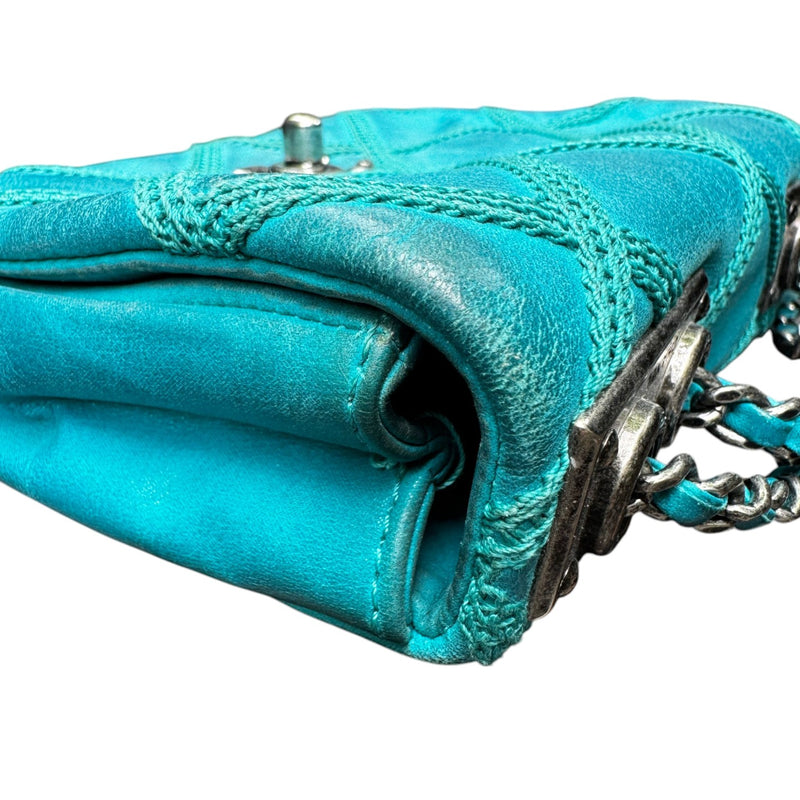 Square Flap Mini Diamond Stitch Leather Green RHW