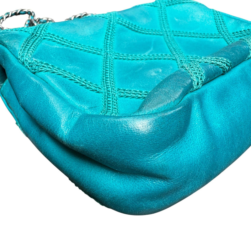 Square Flap Mini Diamond Stitch Leather Green RHW