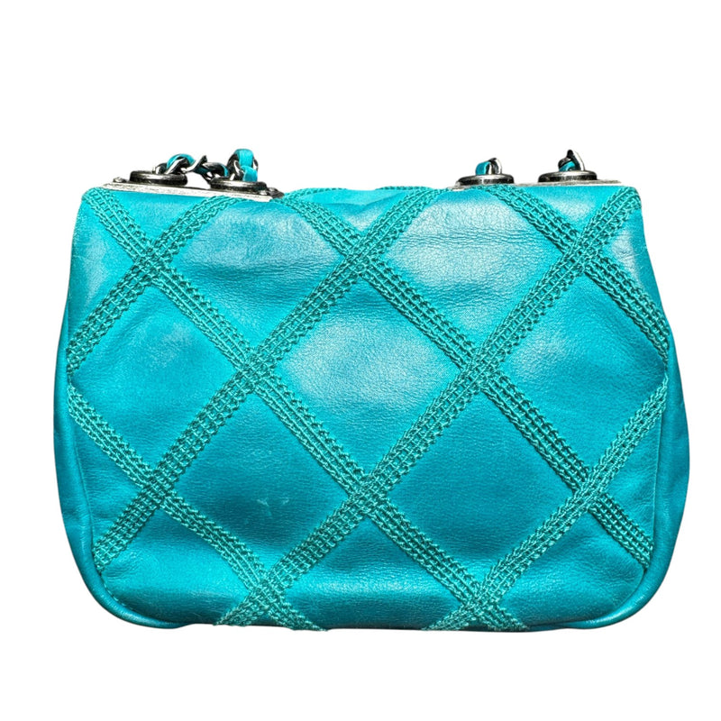 Square Flap Mini Diamond Stitch Leather Green RHW