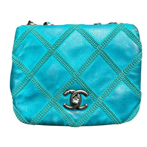 Square Flap Mini Diamond Stitch Leather Green RHW