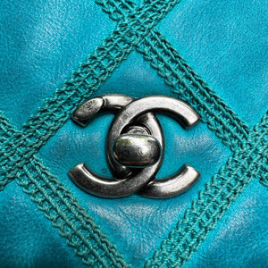 Square Flap Mini Diamond Stitch Leather Green RHW