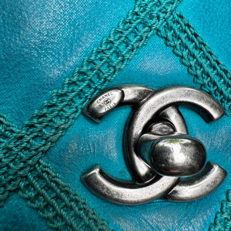 Square Flap Mini Diamond Stitch Leather Green RHW