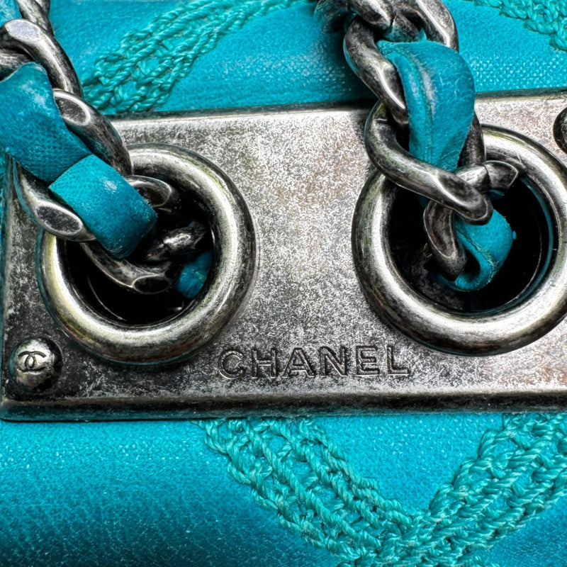 Square Flap Mini Diamond Stitch Leather Green RHW