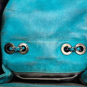 Square Flap Mini Diamond Stitch Leather Green RHW