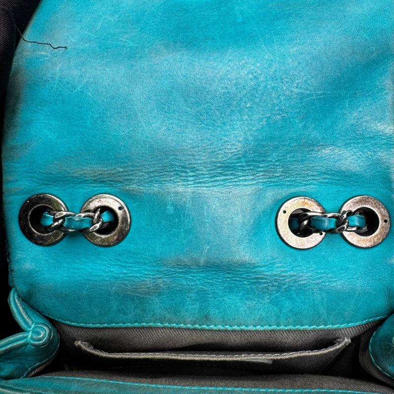 Square Flap Mini Diamond Stitch Leather Green RHW