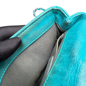 Square Flap Mini Diamond Stitch Leather Green RHW