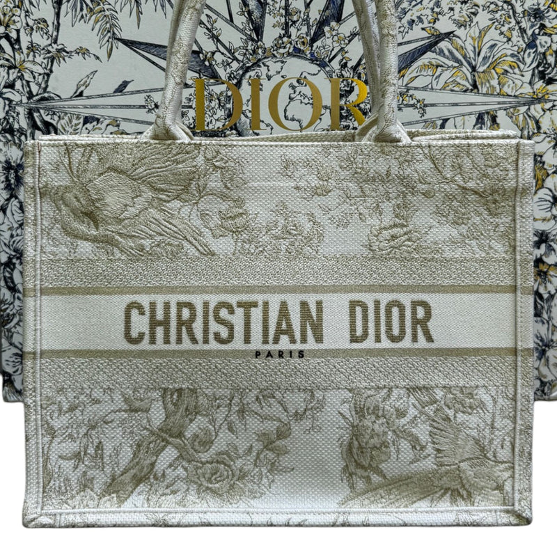 Book Tote Medium Jardin D'Hiver Canvas White Gold