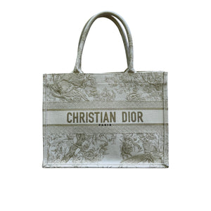 Book Tote Medium Jardin D'Hiver Canvas White Gold