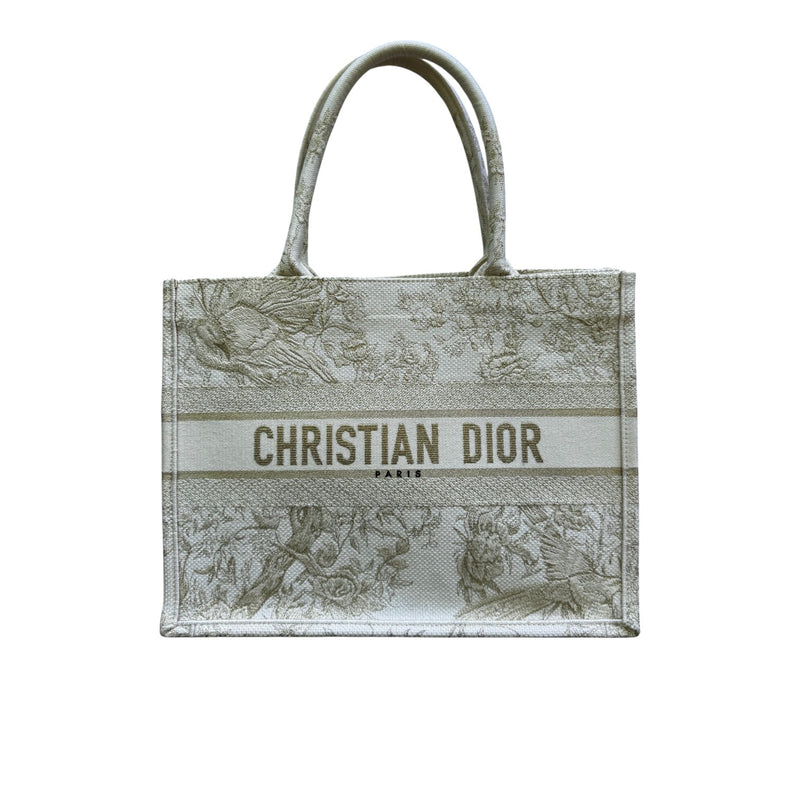 Book Tote Medium Jardin D'Hiver Canvas White Gold