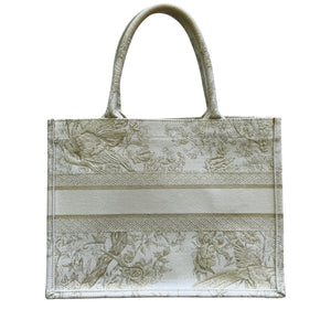 Book Tote Medium Jardin D'Hiver Canvas White Gold