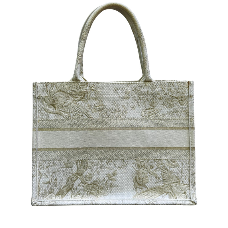 Book Tote Medium Jardin D'Hiver Canvas White Gold