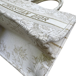 Book Tote Medium Jardin D'Hiver Canvas White Gold