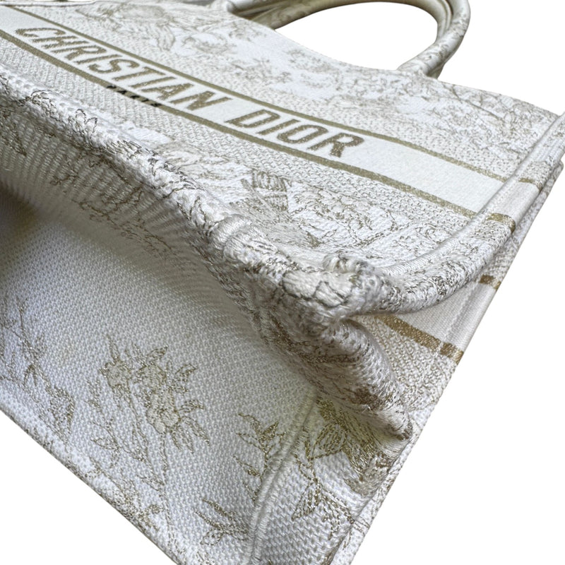 Book Tote Medium Jardin D'Hiver Canvas White Gold