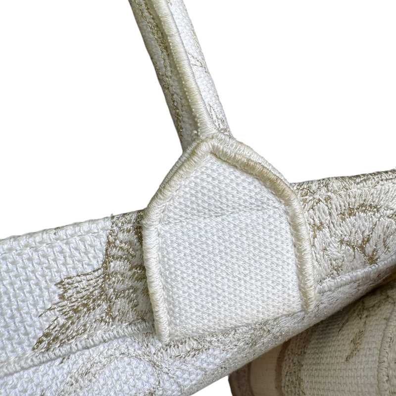 Book Tote Medium Jardin D'Hiver Canvas White Gold