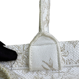 Book Tote Medium Jardin D'Hiver Canvas White Gold