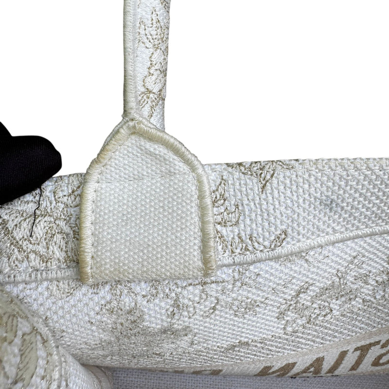 Book Tote Medium Jardin D'Hiver Canvas White Gold