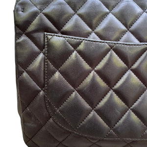 Jumbo Single Flap Lambskin Quilted Black GHW
